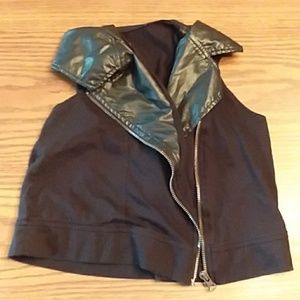 Faux leather justice zipper vest